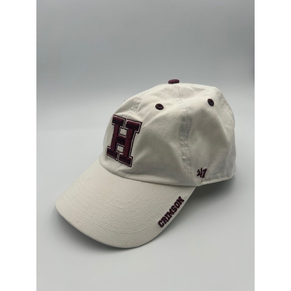47 Brand Harvard Crimson Hat White Maroon Adjustable Baseball Cap B1311